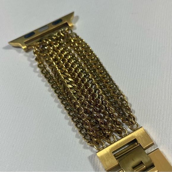 Posh Tech Gold Stainless Steel Multi-Chain Link Band for Apple Watch - Picture 7 of 8